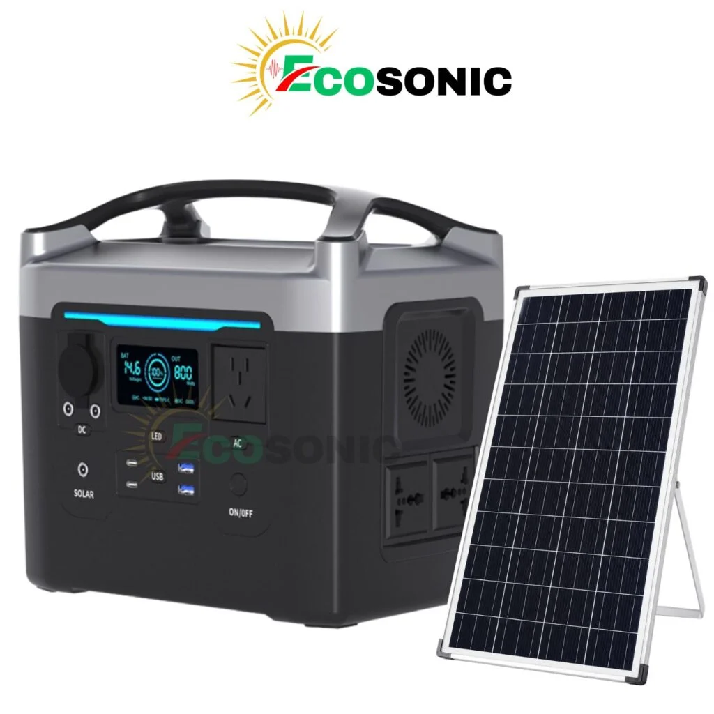 Ecosonic SL63-L2 800W / 768Wh Pure Sine Wave Solar IPS System | 100W Mono Solar Panel